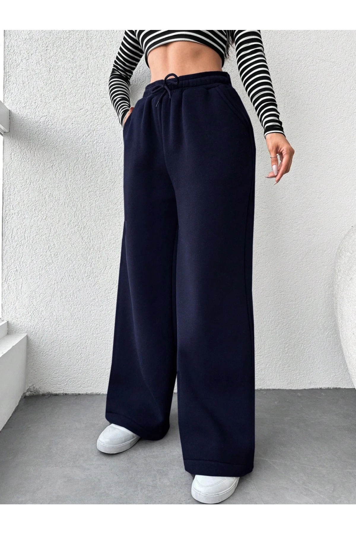 İki İplik Şardonlu Eşofman Altı Lacivert