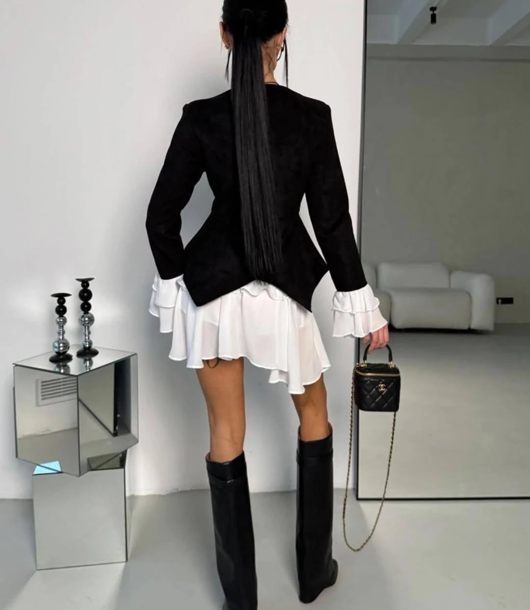 İthal Süet Kumaş Ceket ve Etek Takım