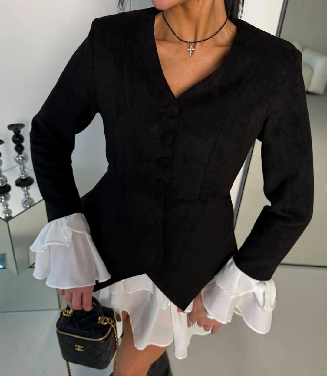 İthal Süet Kumaş Ceket ve Etek Takım