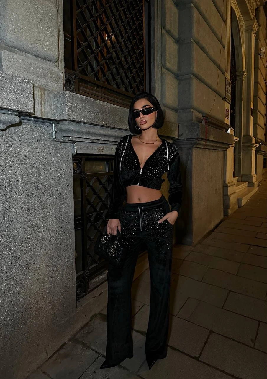 Kadife Taş Dizayn Eşofman Takım