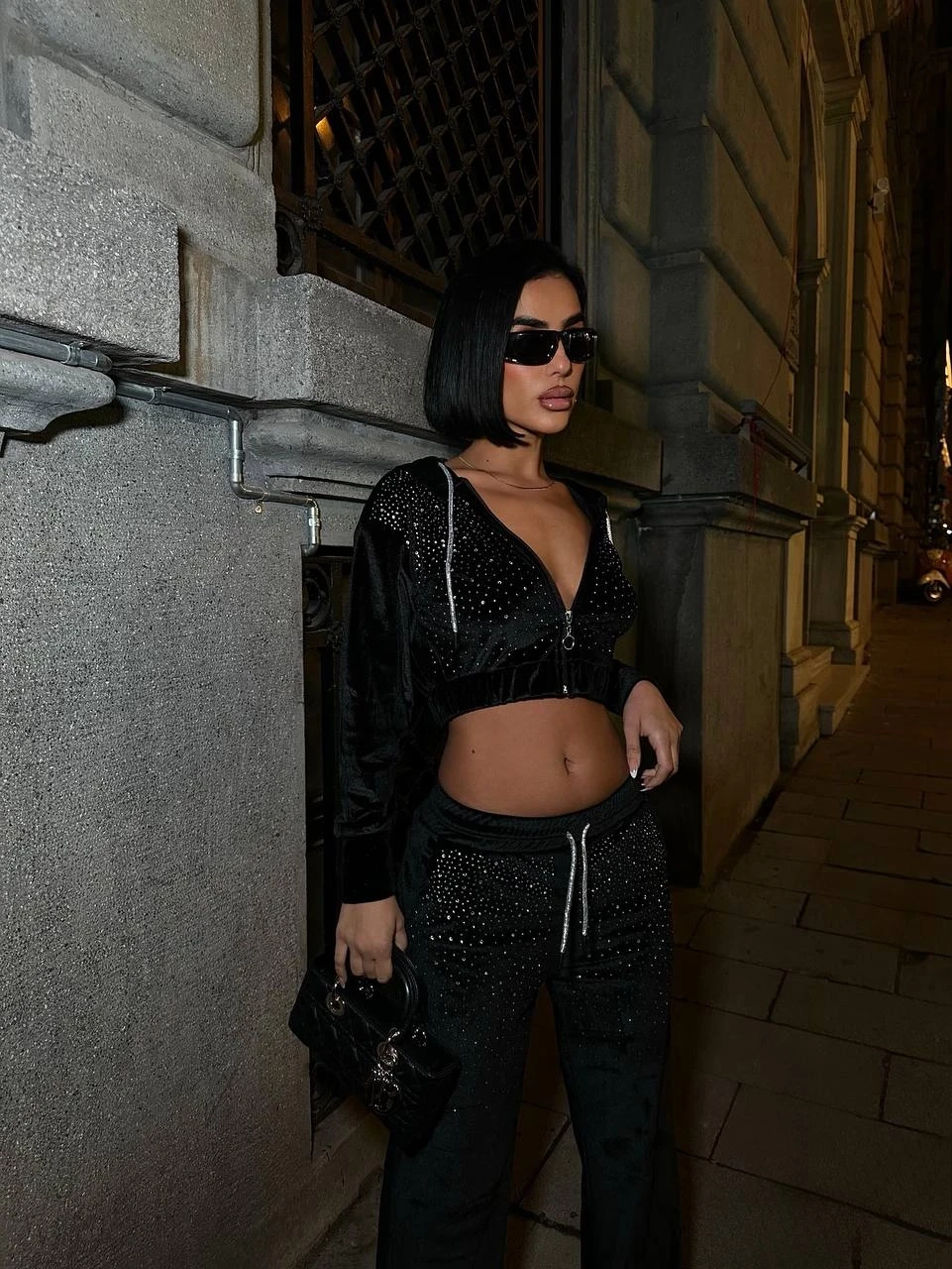 Kadife Taş Dizayn Eşofman Takım