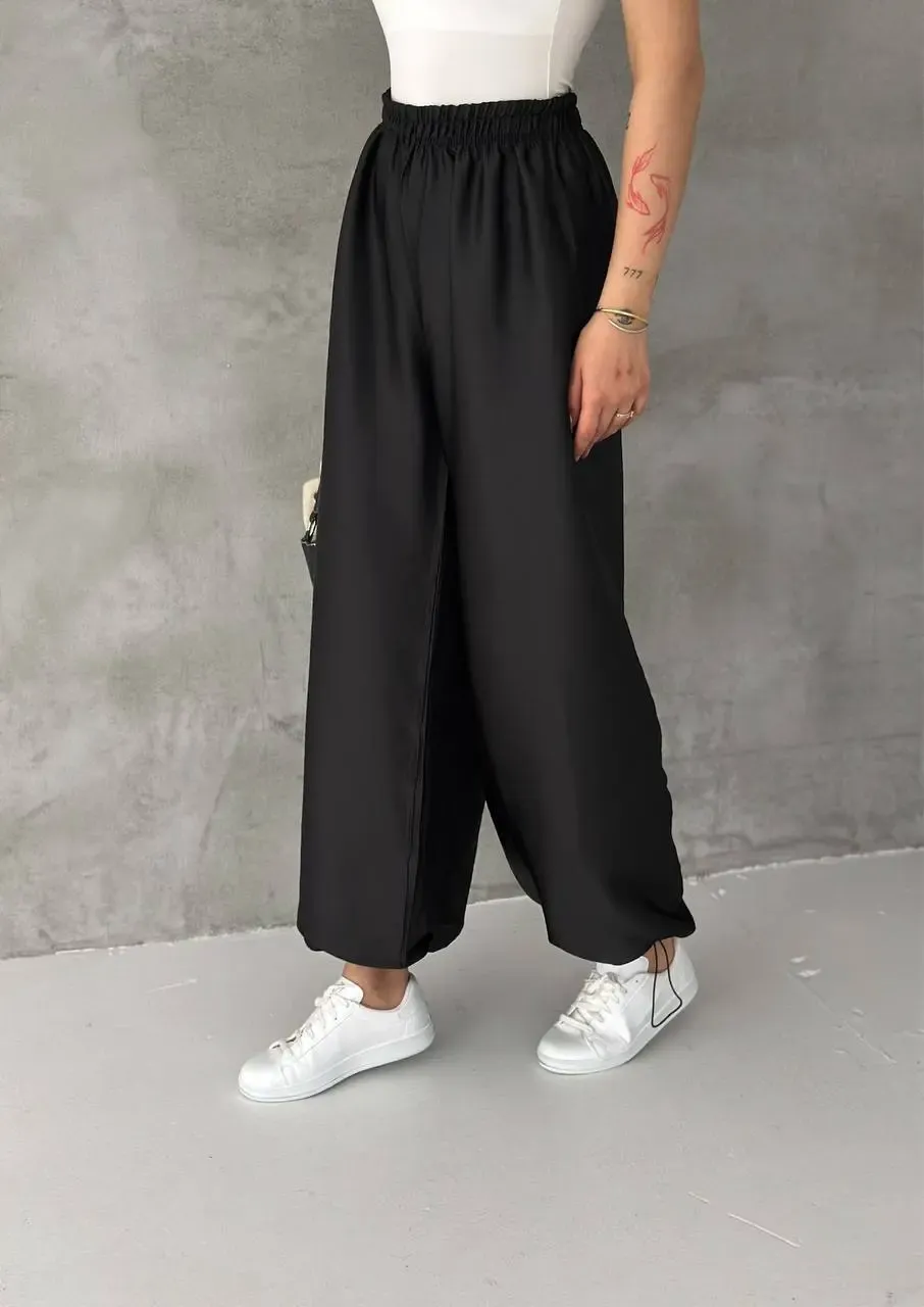 Kadın Şalvar Pantolon – Yüksek Bel Lastikli Bol Pantolon