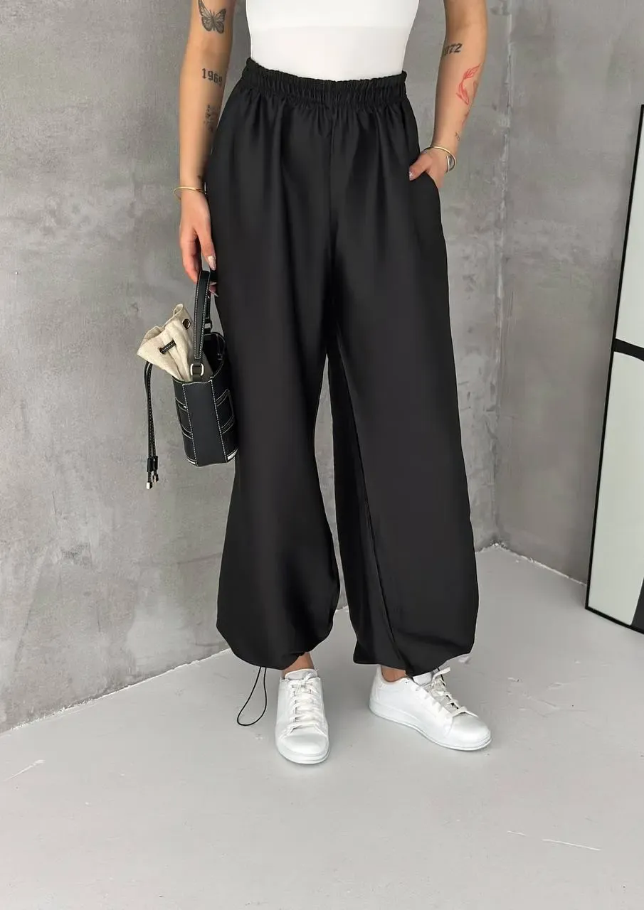 Kadın Şalvar Pantolon – Yüksek Bel Lastikli Bol Pantolon