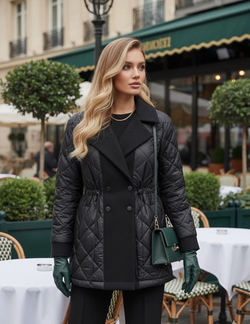 Kapitone Kaşe Detaylı Mont