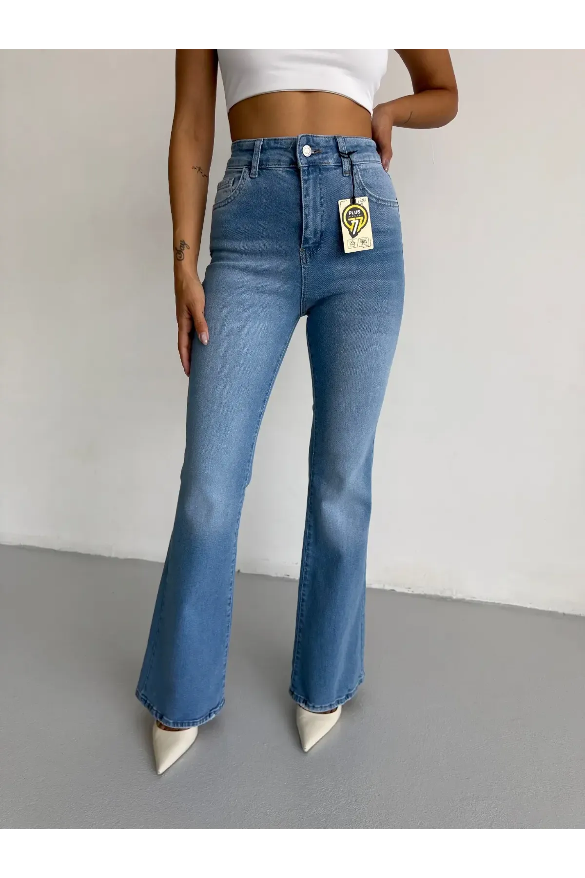 Likralı İspanyol Paça Flare Jeans