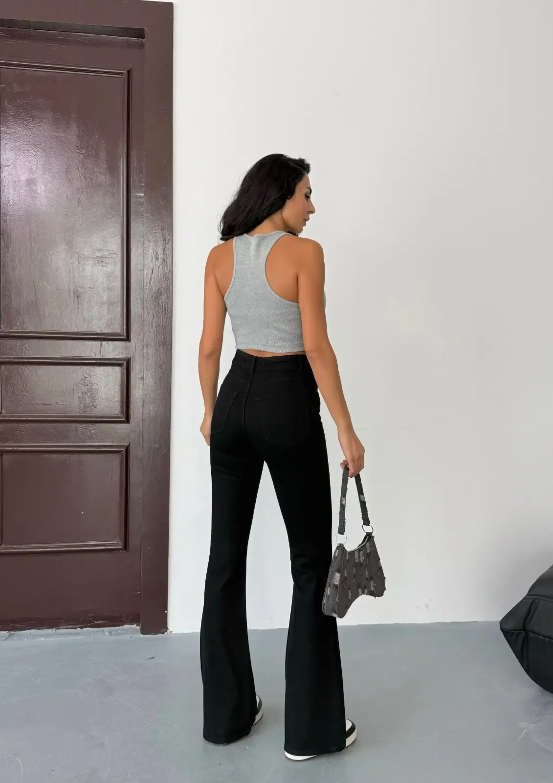 Likralı İspanyol Paça Flare Jeans