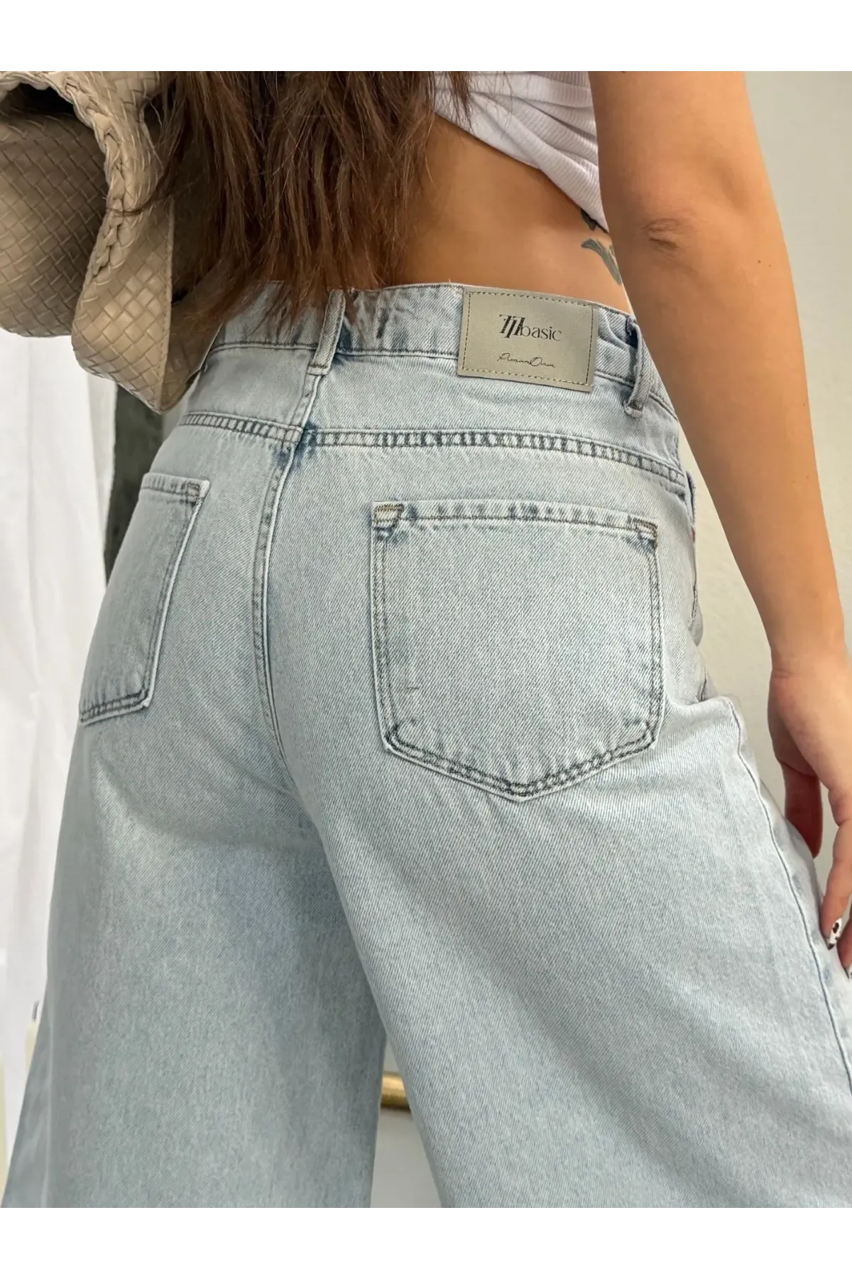 Likrasız Bermuda Jean Şort