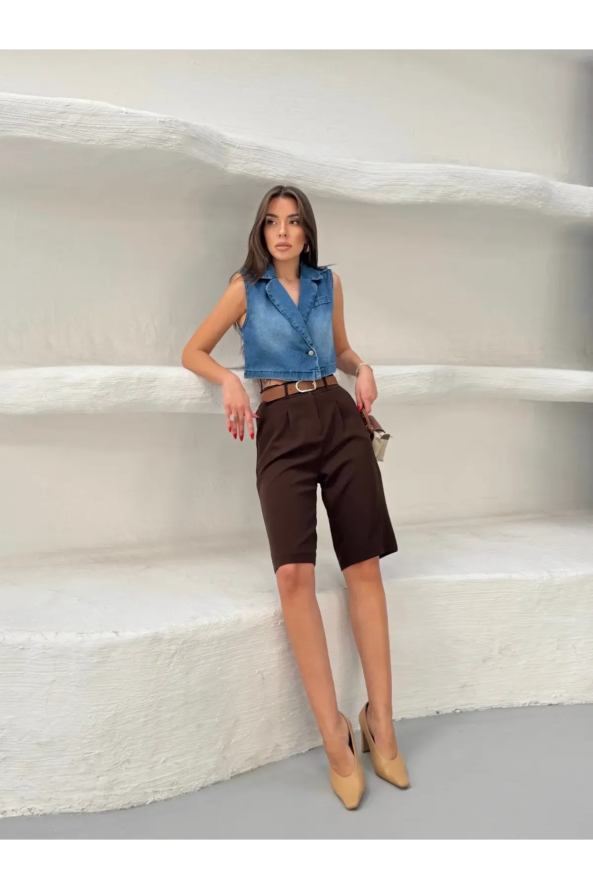 Lİkrasız Denim Yelek