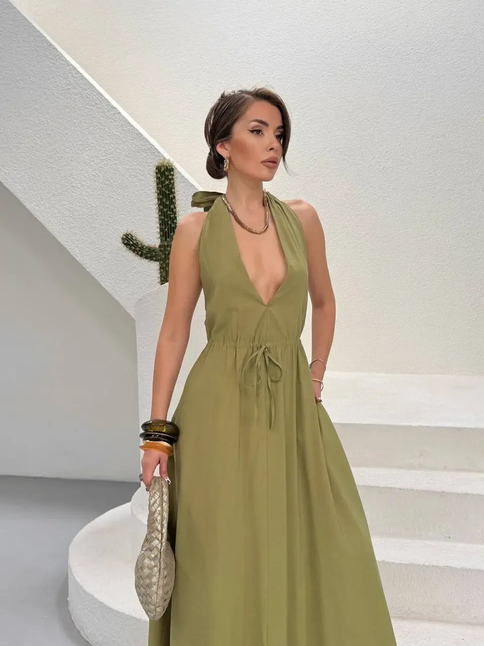 Modal Kumaş Sırt Detay Elbise