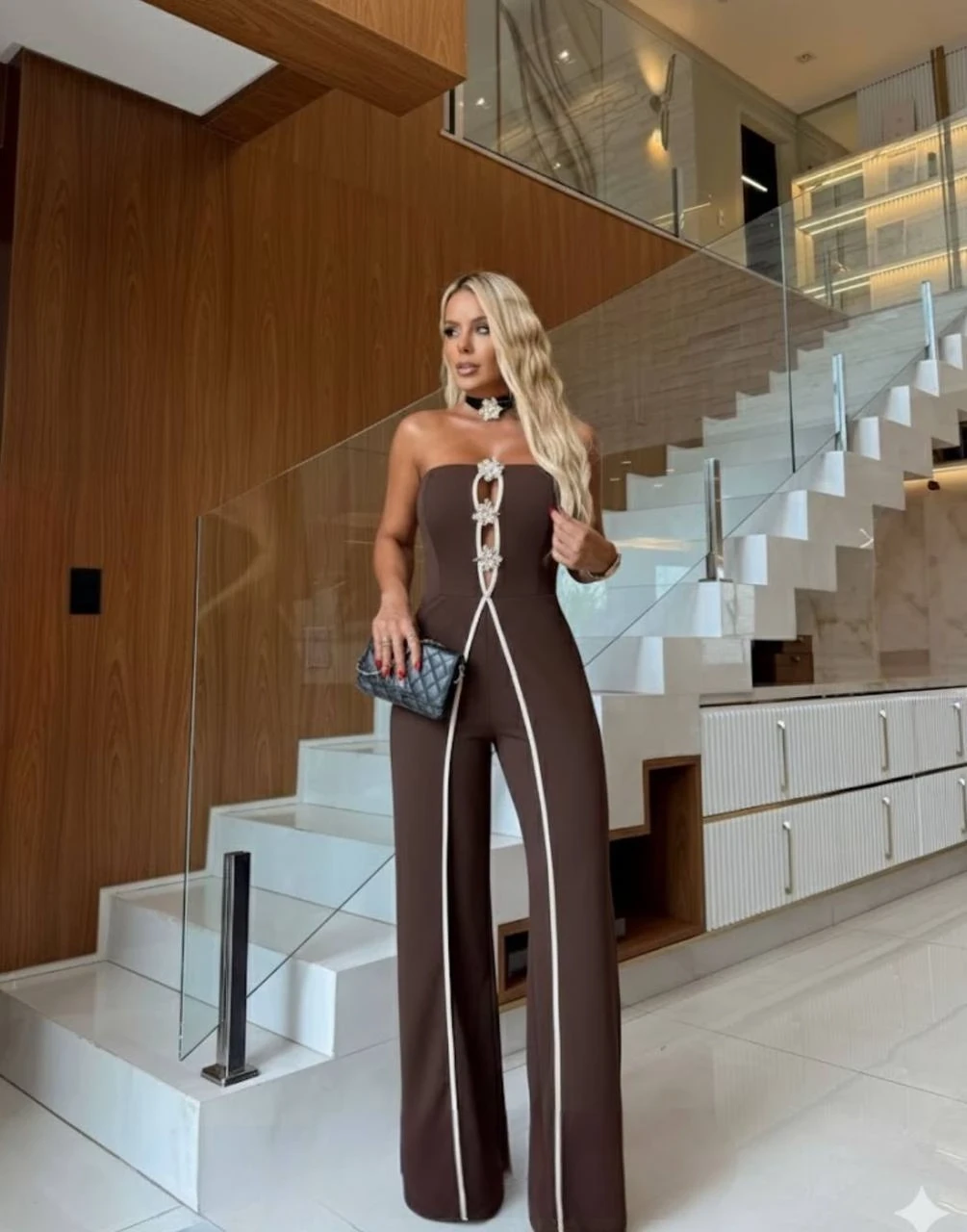 Modal Kumaş Yıldız Aksesuarlı Tulum