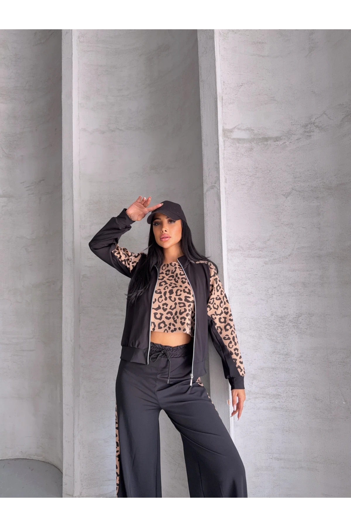 Oysh Kumaş Leopar Desen 3lü Takım