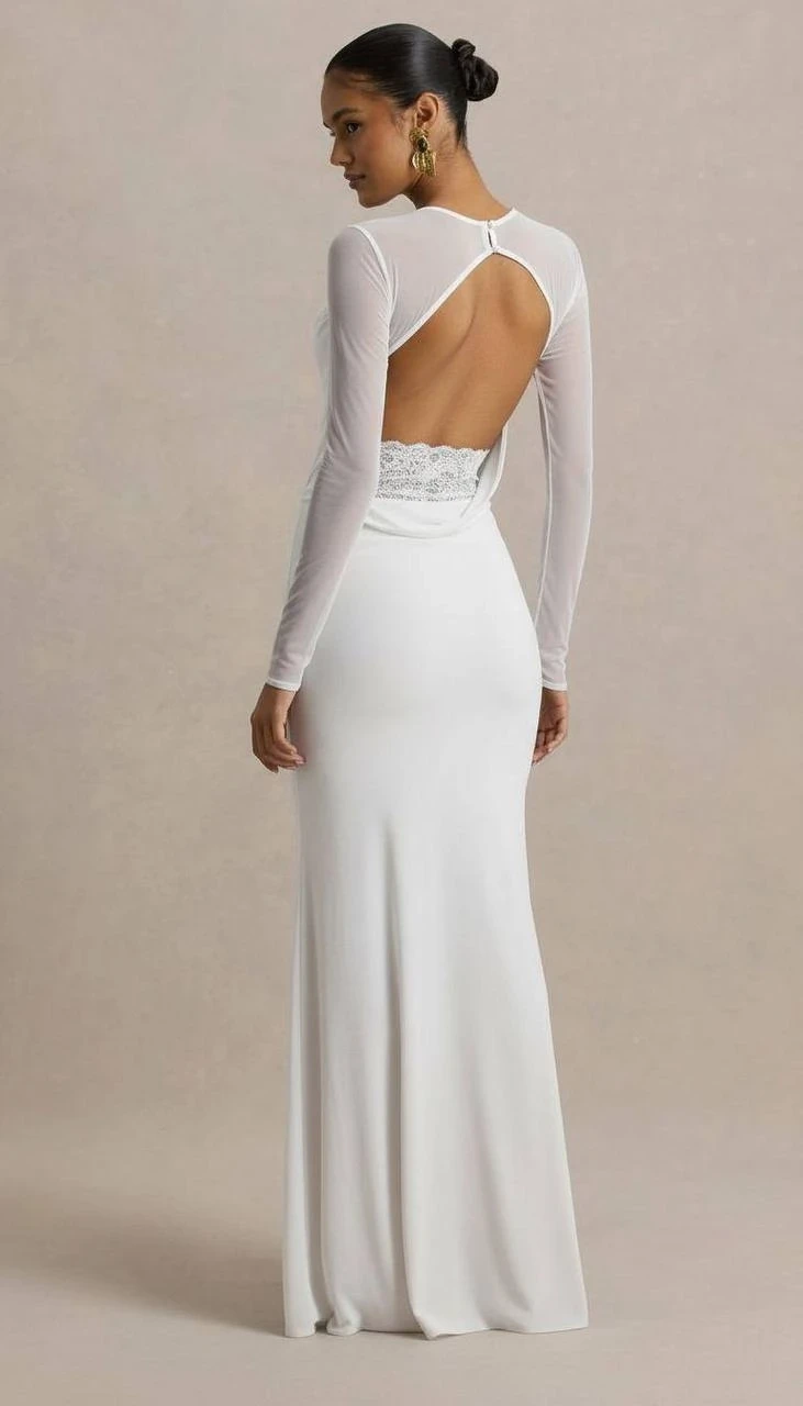 Sırt Dantel Detaylı Maxi Boy Elbise