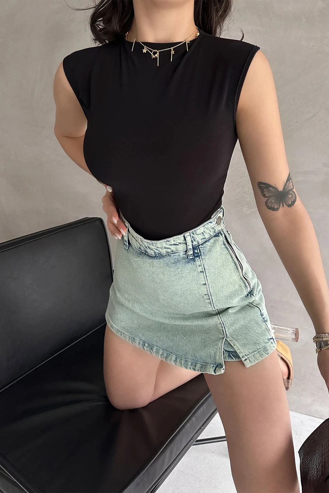 Sırt Dekolteli Bluz Siyah