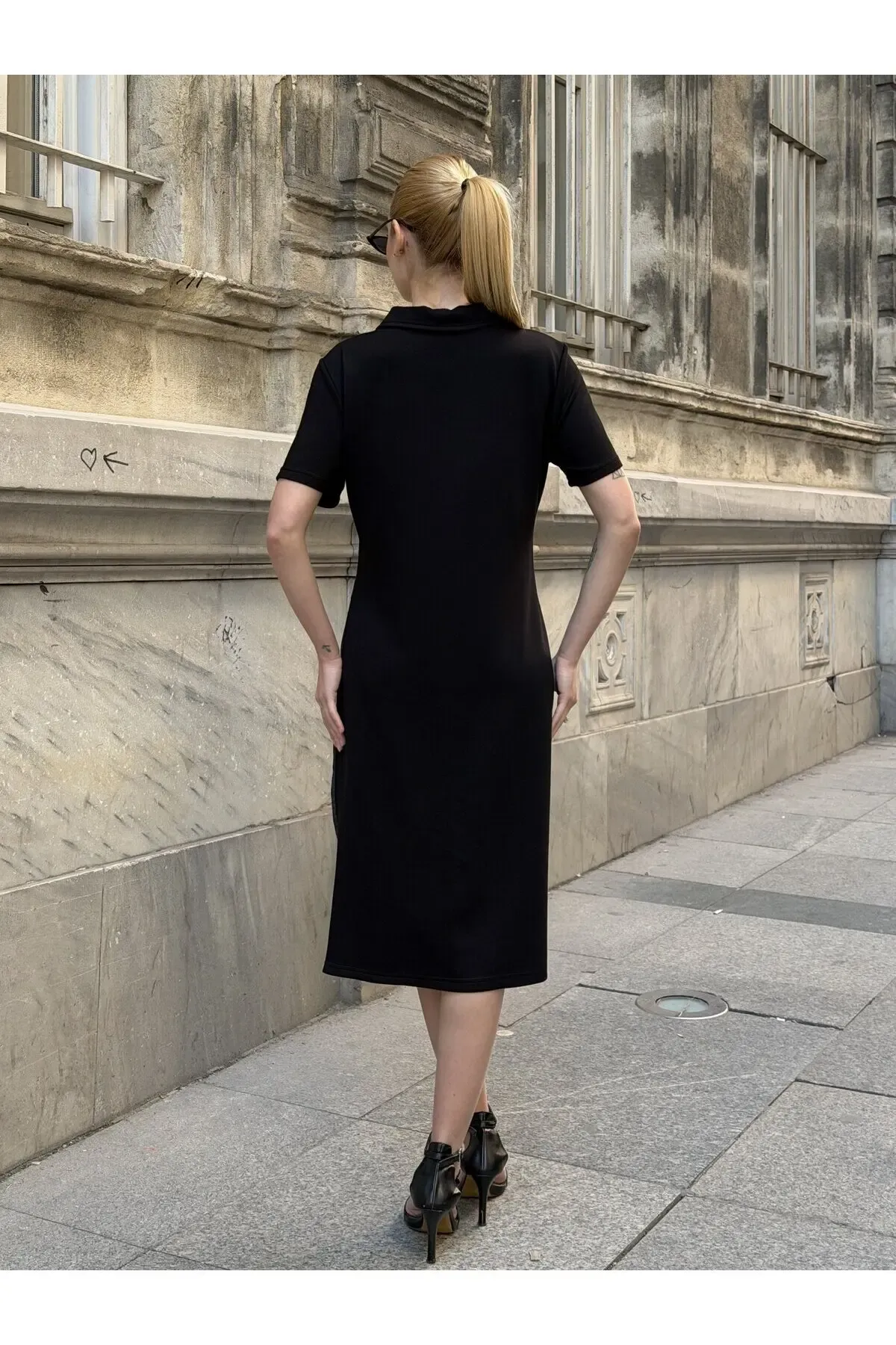 Siyah Fermuar Detay Modal ve Tensel Kumaş Elbise