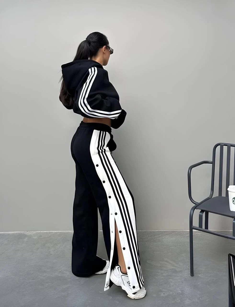 Skuba Kumaş Yanları Çıtçıtlı Takım Siyah