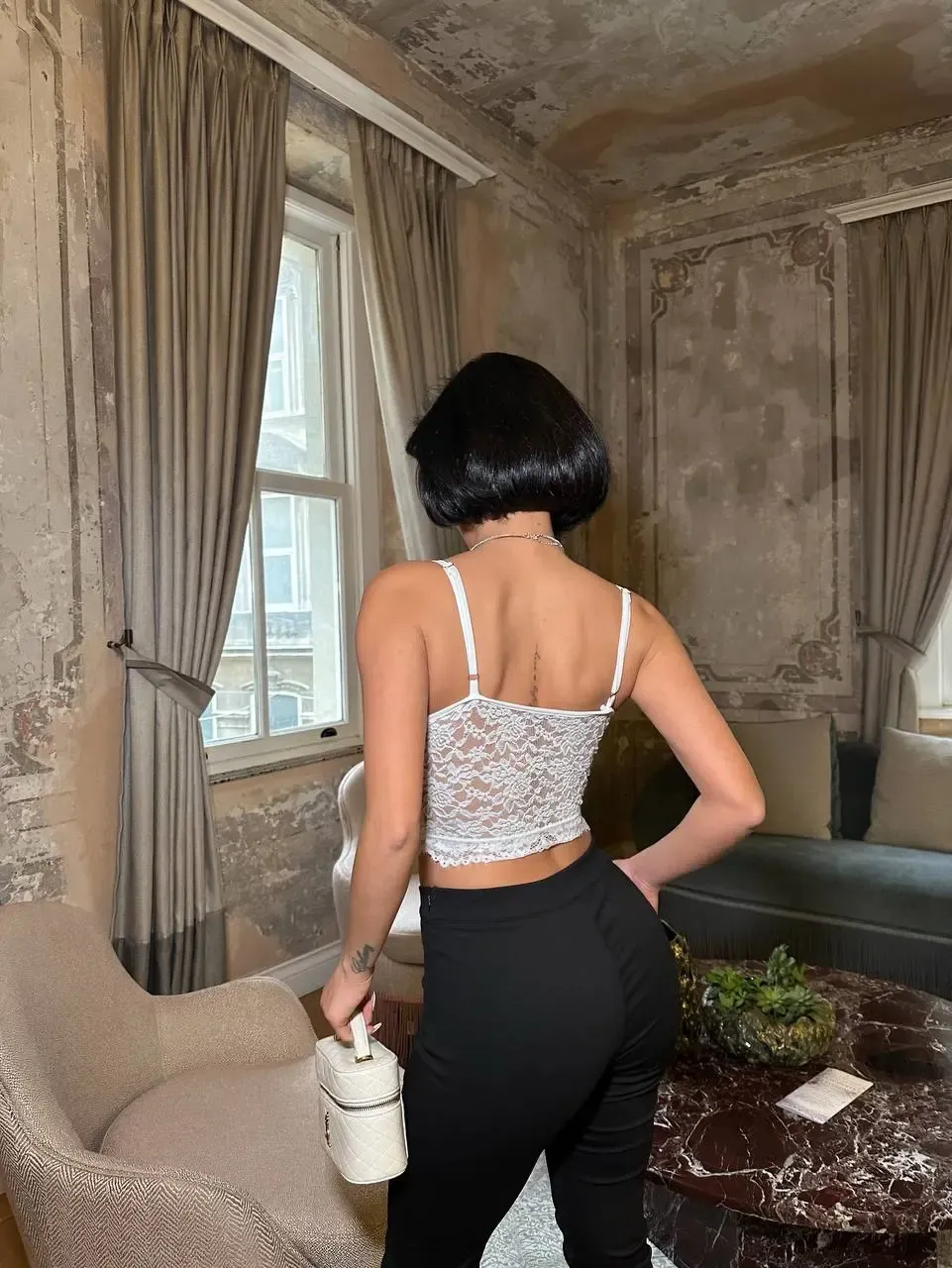 Taş Detay Dantel Crop Büstiyer