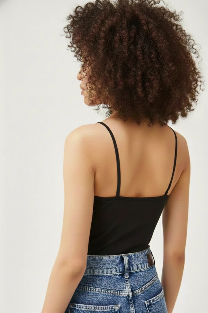 Taş Detaylı Askılı Crop Bluz Siyah