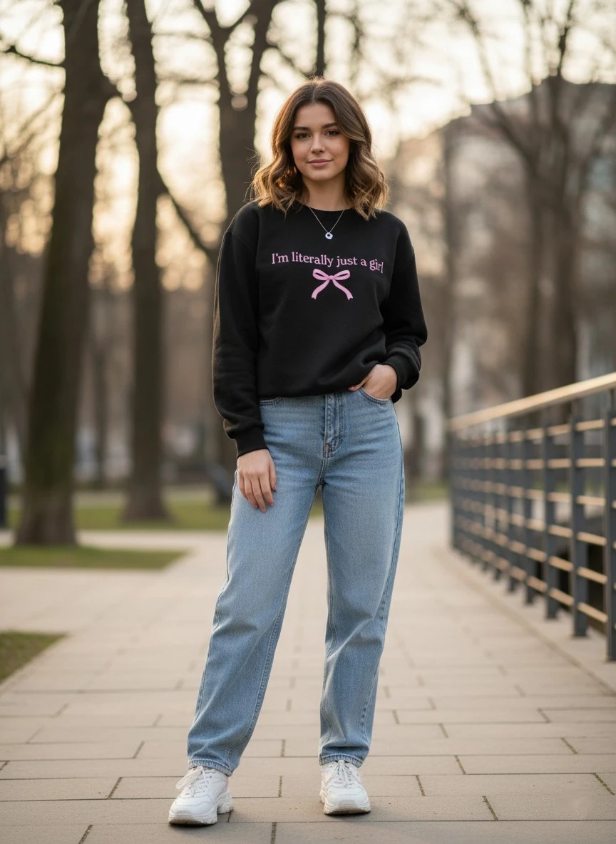 Yazı Baskılı Oversize Üç İplik Sweatshirt