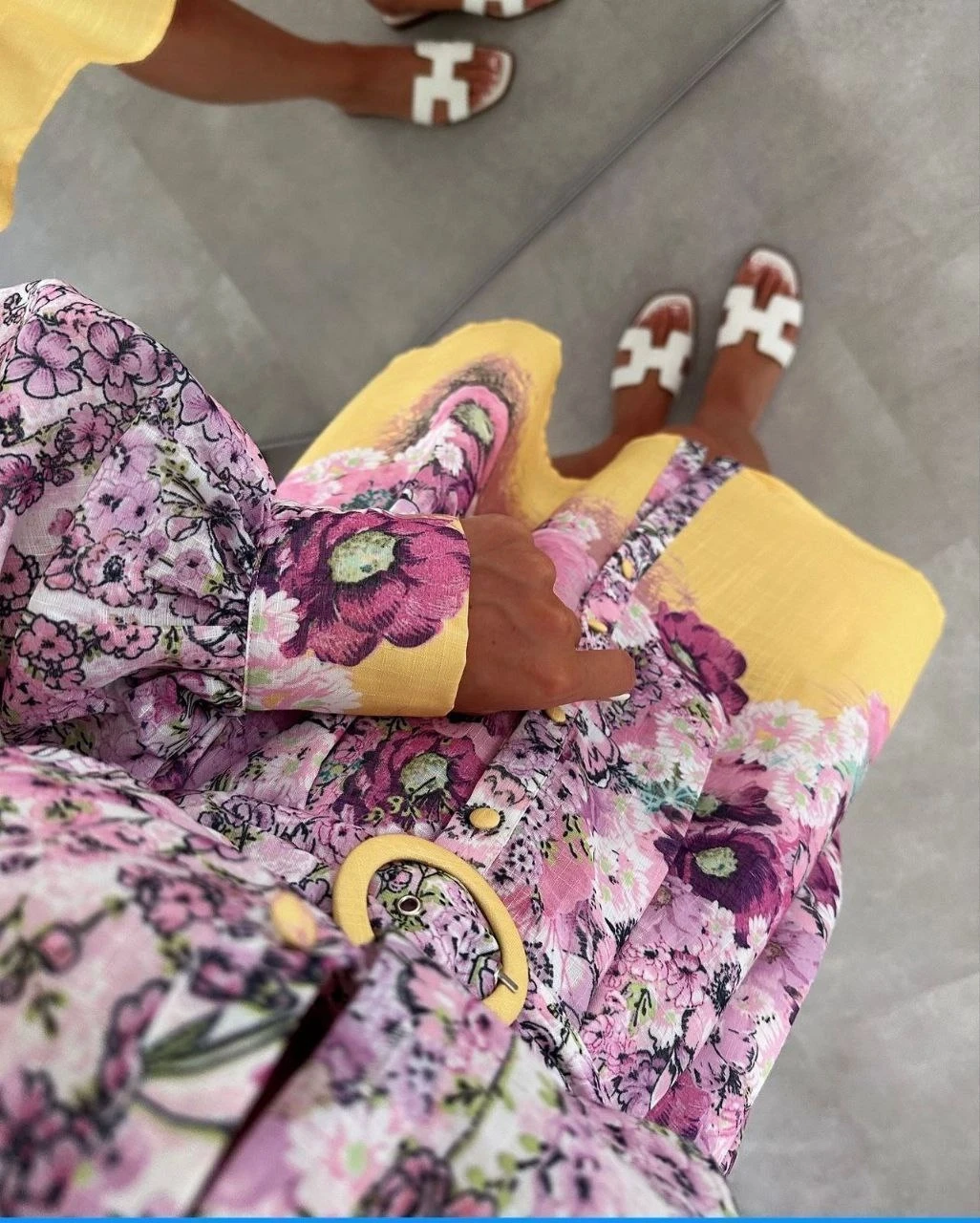 Zimmerman Desen Hakim Yaka Elbise İthal Atlas Kumas