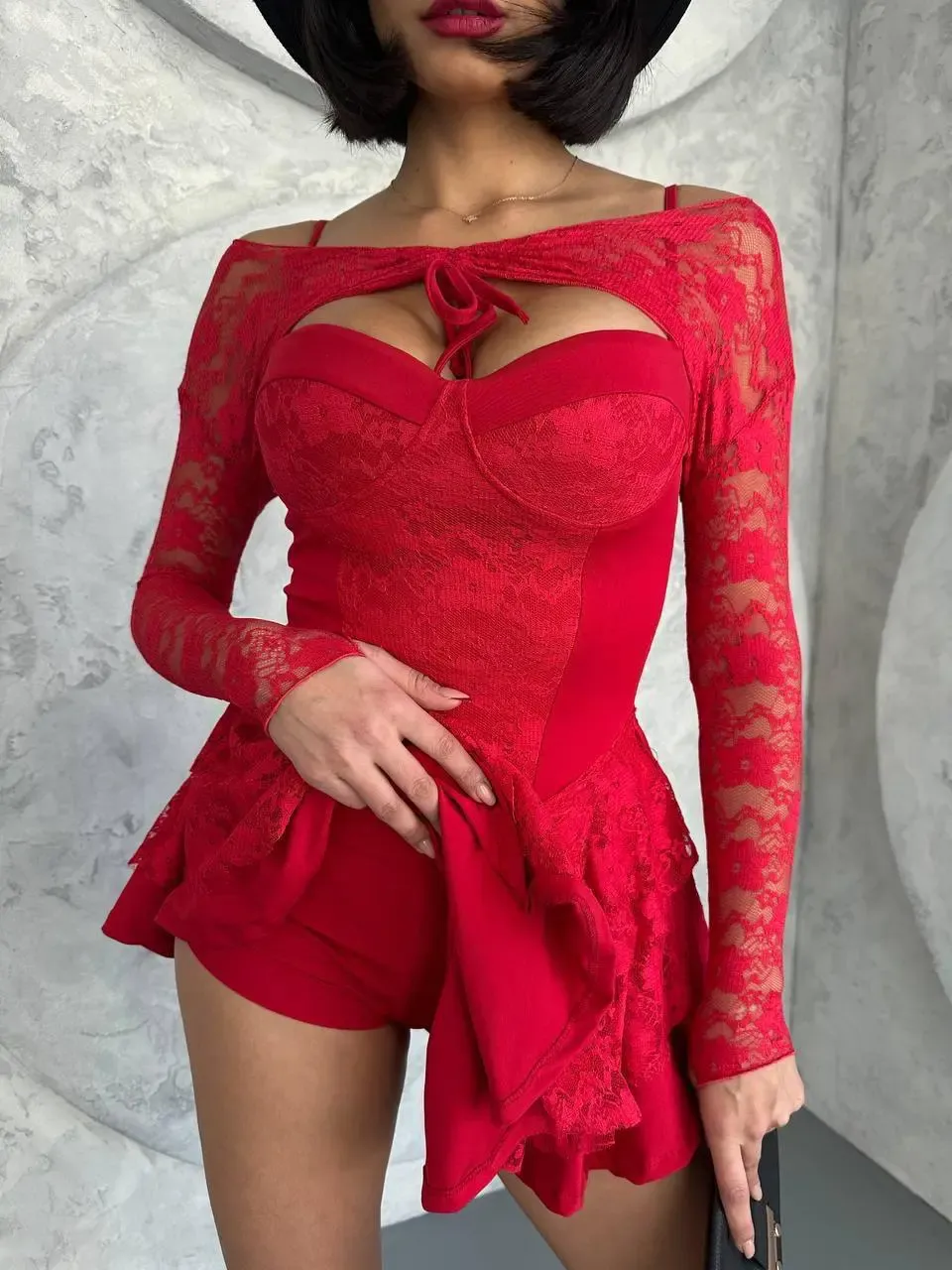 Bolero Detay İçi Şortlu Mini Elbise