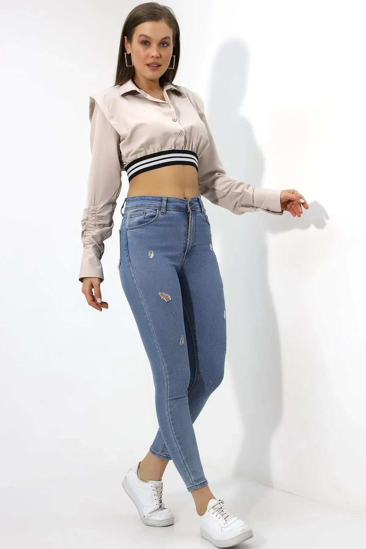 Crop Detaylı Poplin Gömlek-urtgmlk5-vzn