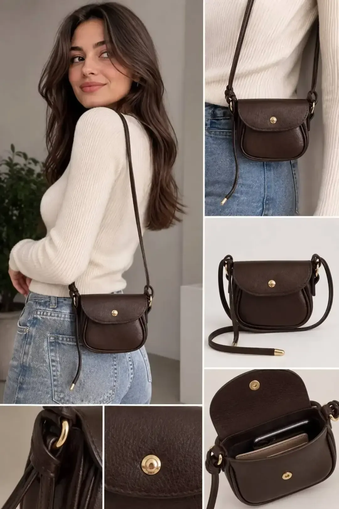 Kahve Mini Omuz Çantası