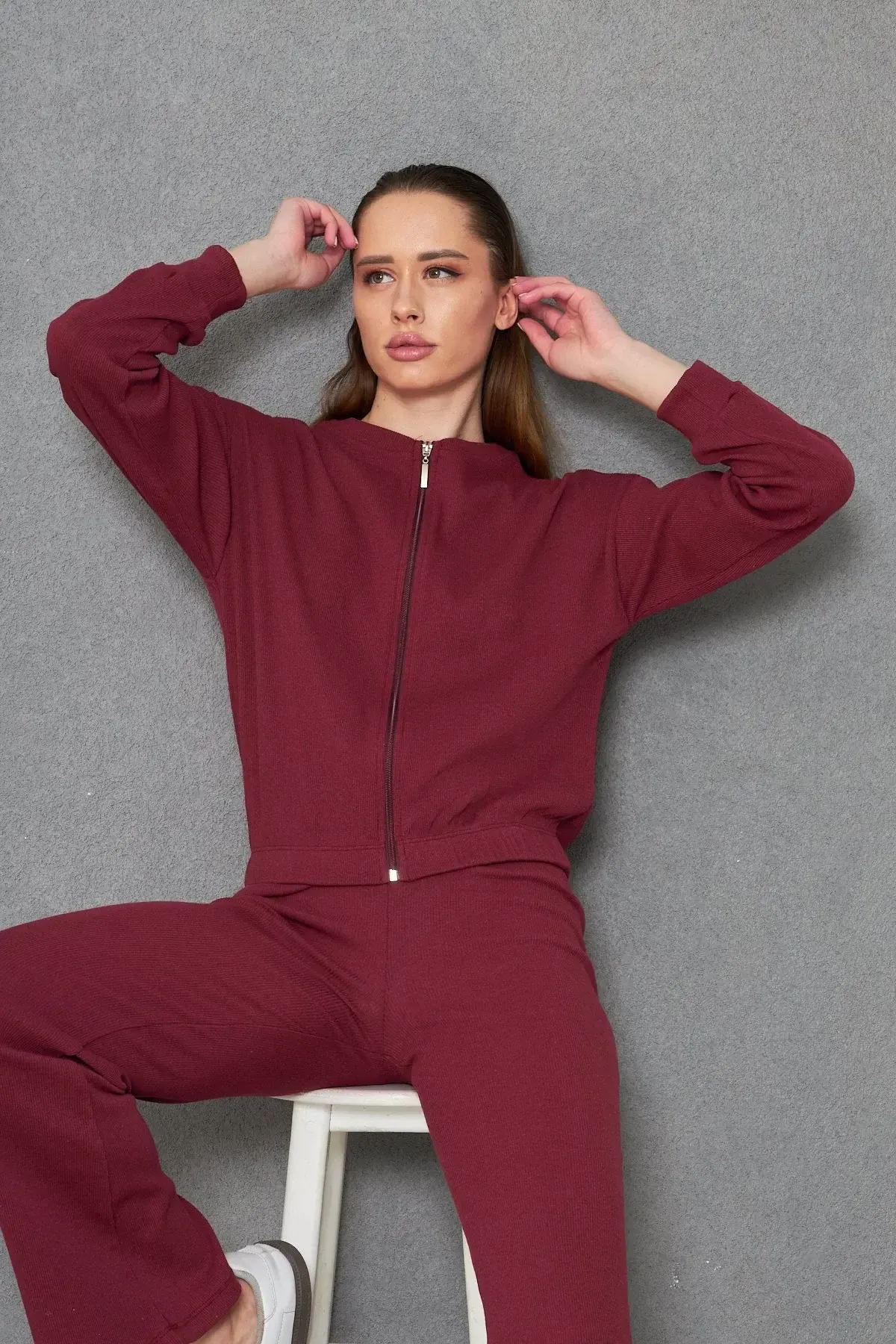 Kaşkorse Pantolon Bomber Ceket Alt Üst Takım Bordo