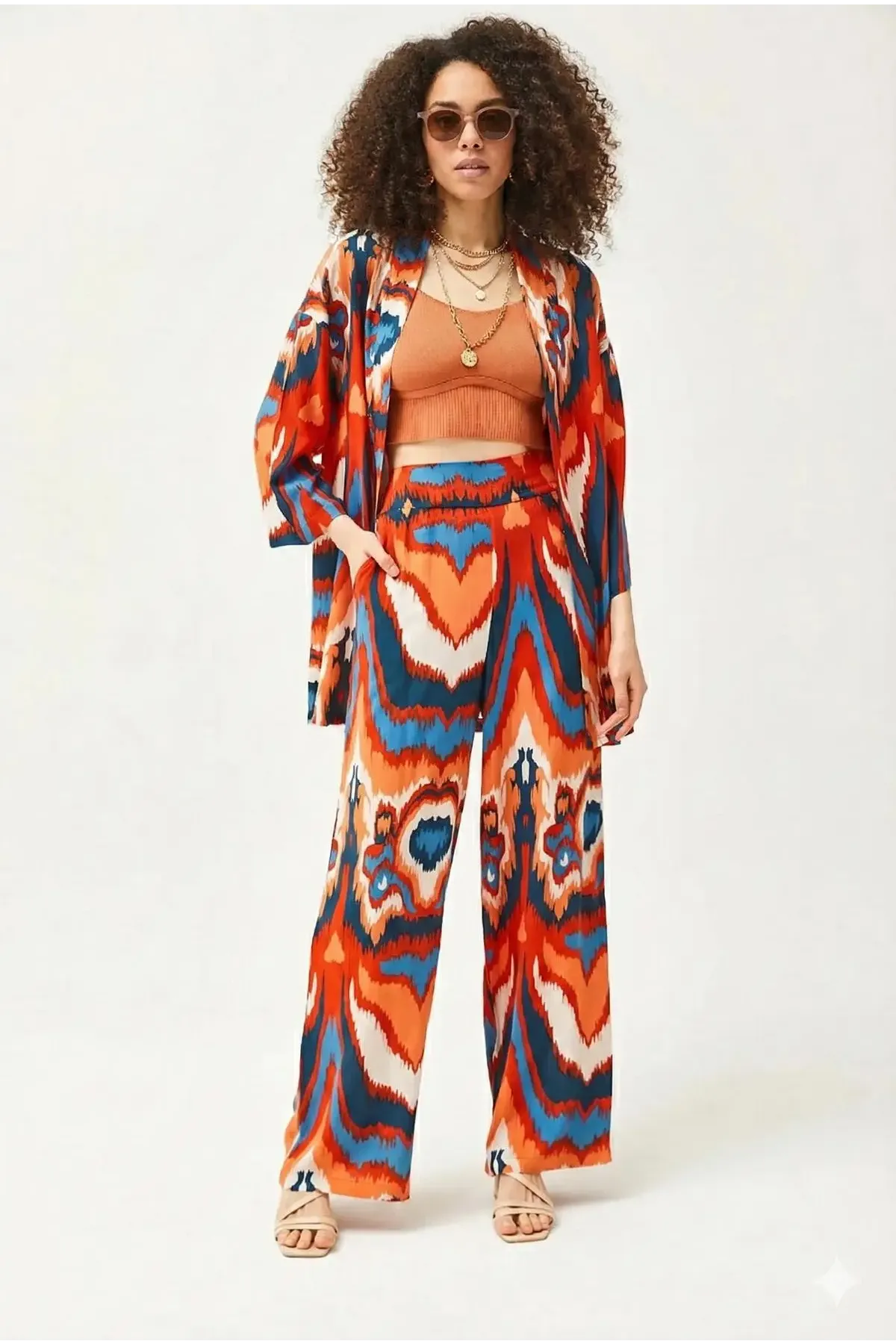 Kimono Pantalon Alt Üst Cepli Takım-lkr101-tr