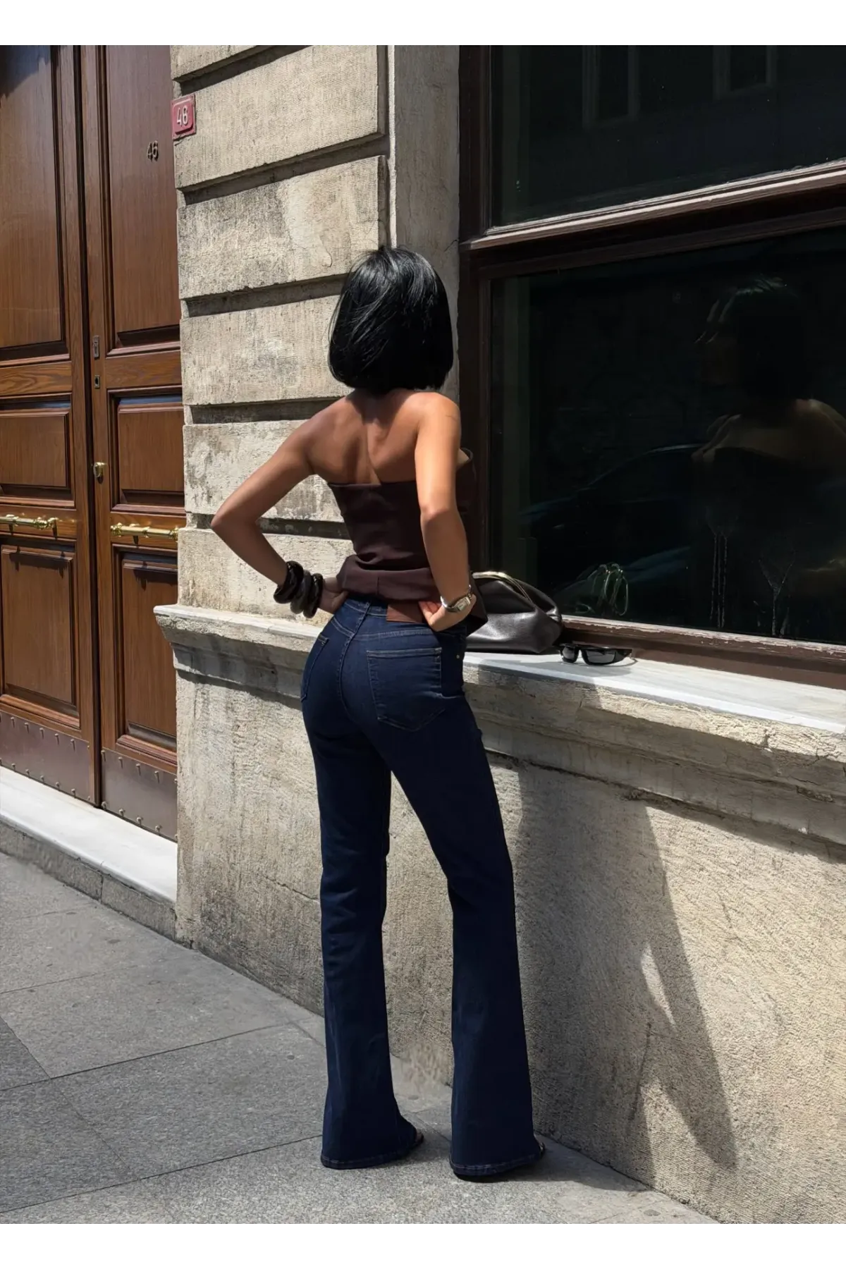 Likralı Bootcut Flare Jeans Lacivert
