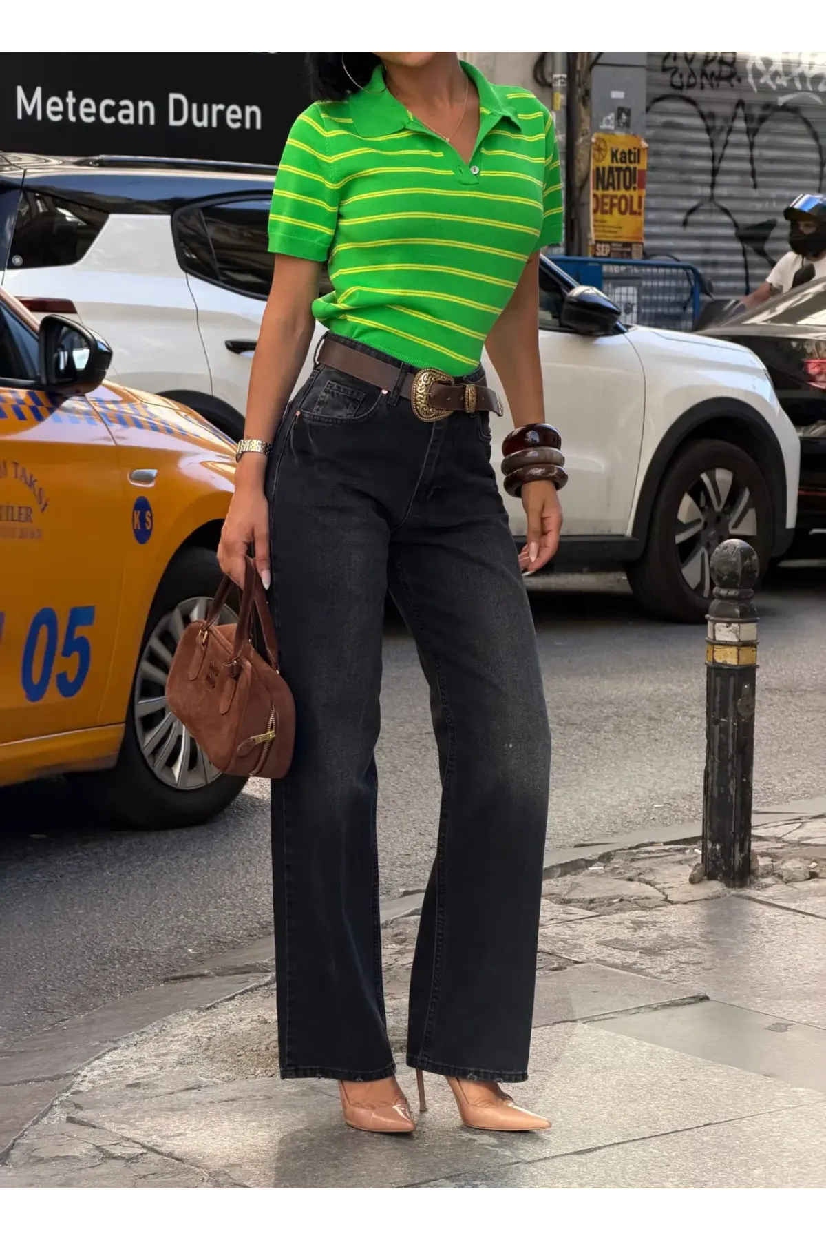 Likrasız Geniş Paça Paça Jean Siyah