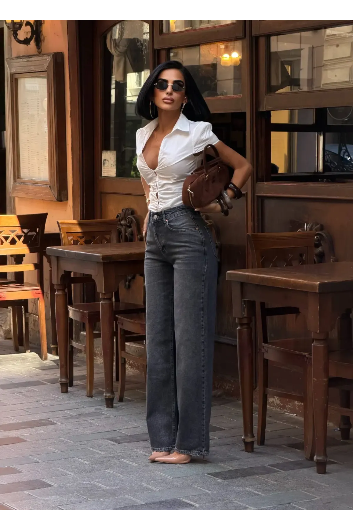 Likrasız Wide Leg Jeans