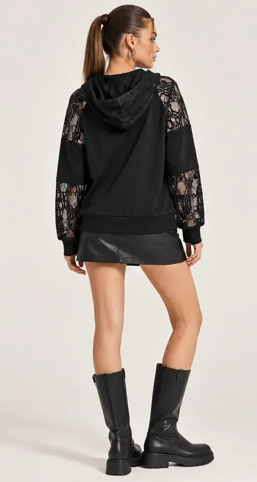 Modal Kumaş Dantel Detay Sweatshirt