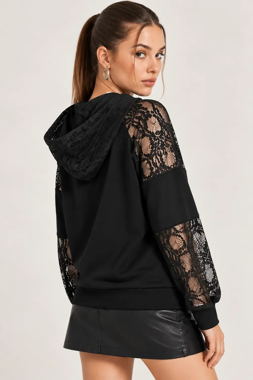 Modal Kumaş Dantel Detay Sweatshirt