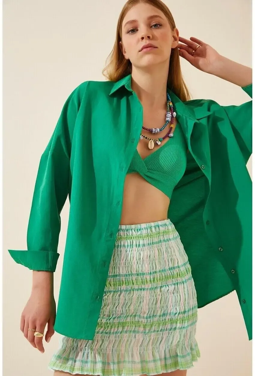 Oversize Uzun Basic Gömlek-3900gmlk-ysl
