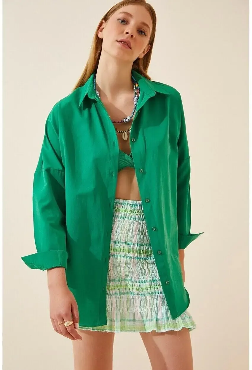 Oversize Uzun Basic Gömlek-3900gmlk-ysl