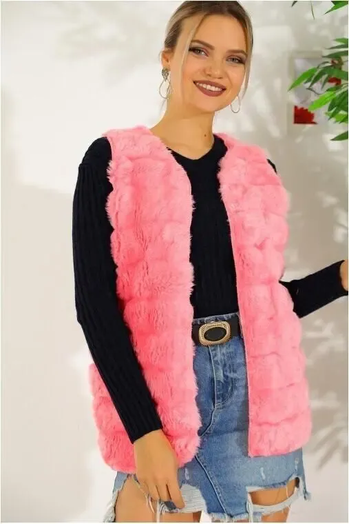 Peluş Suni Kürk Yelek-krkylk-110-pmb