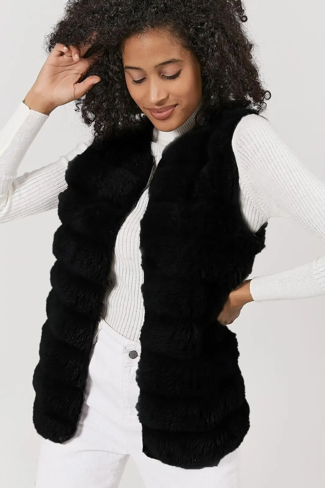 Peluş Suni Kürk Yelek-krkylk-110-syh
