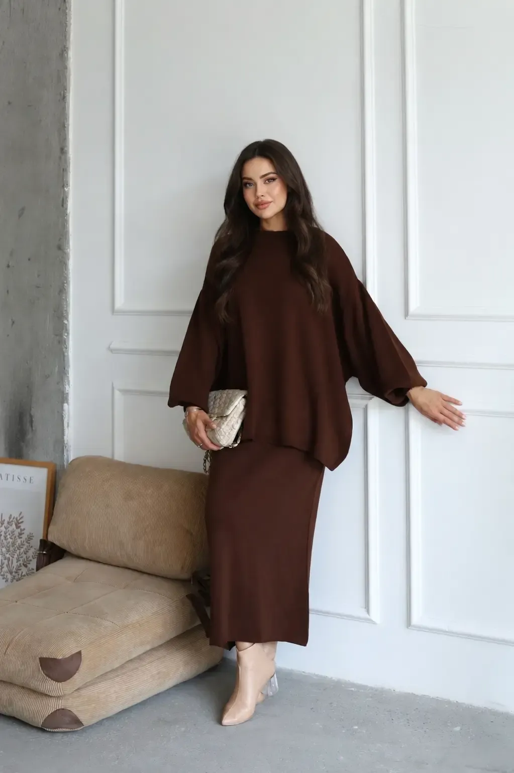 Tunik ve Etek İkili Triko Takım