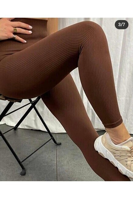 Beli ve Basen İncelten Fitilli Tayt - İçi Şardonlu