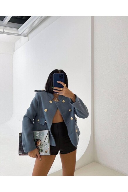 Duğmeli İthal Kaşe Ceket