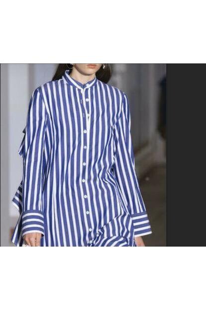 New Model Pamuklu Dokuma Kumaş Arkası Fırfırlı Gömlek