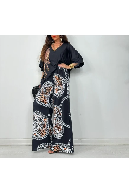 Mikro Kumaş Leopr Desenli Takım