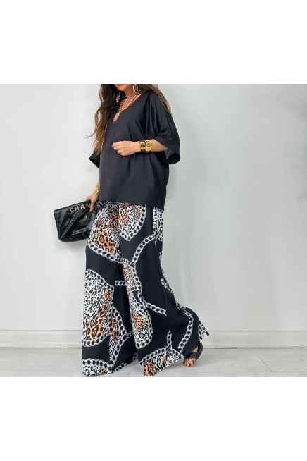 Mikro Kumaş Leopr Desenli Takım