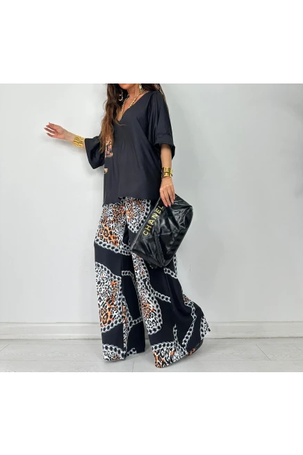 Mikro Kumaş Leopr Desenli Takım