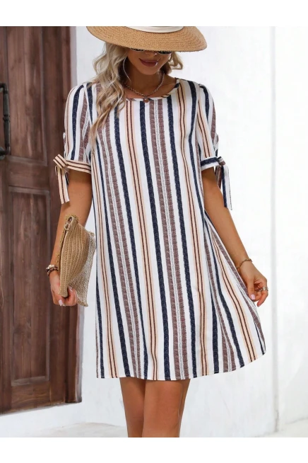 Baskılı İthal Keten Elbise