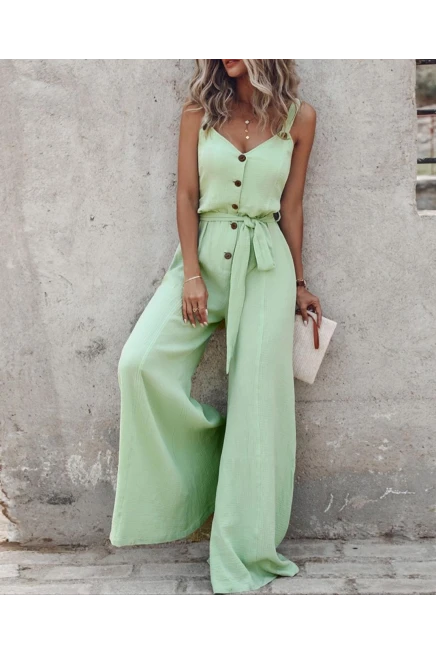 Bürümcük Kumaş Düğme Detaylı Tulum