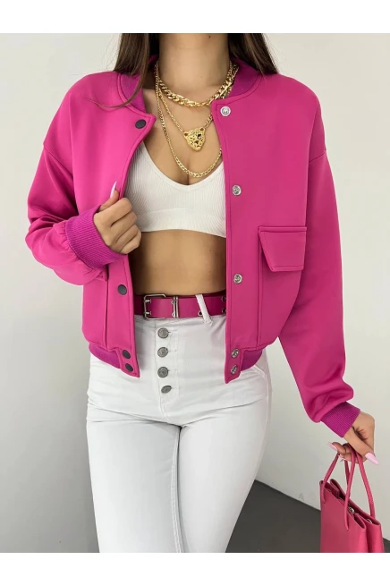 Dalgıç Kumaş Çift Cepli  Bomber Ceket