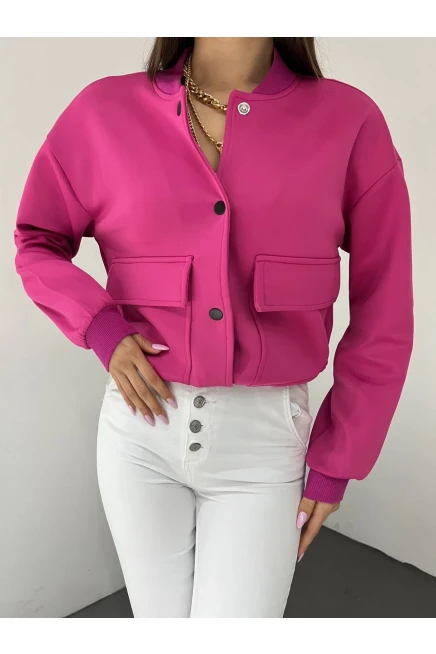 Dalgıç Kumaş Çift Cepli  Bomber Ceket