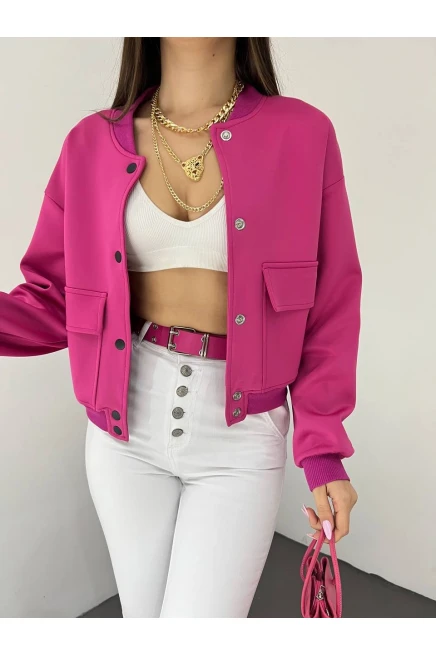 Dalgıç Kumaş Çift Cepli  Bomber Ceket