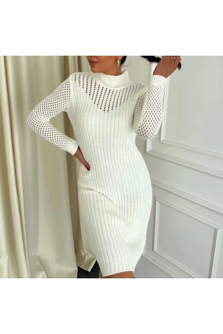 Delikli Model Triko Elbise